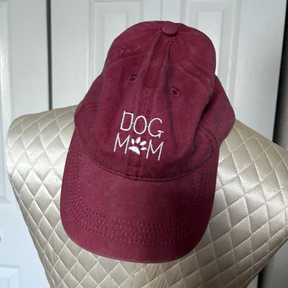 Francesca's Womens Baseball Cap Maroon Pink Dog Mom Hat, One Size